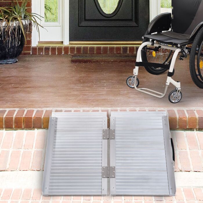 Homcom 2ft Folding Aluminum Wheelchair Ramp Scooter Portable Mobility Assist Suitcase Access Aid