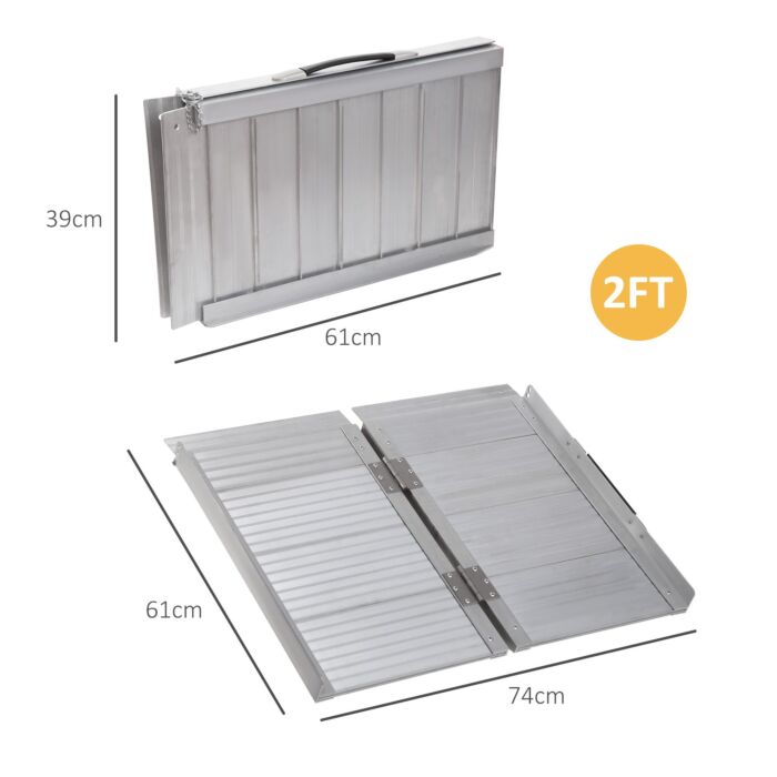 Homcom 2ft Folding Aluminum Wheelchair Ramp Scooter Portable Mobility Assist Suitcase Access Aid