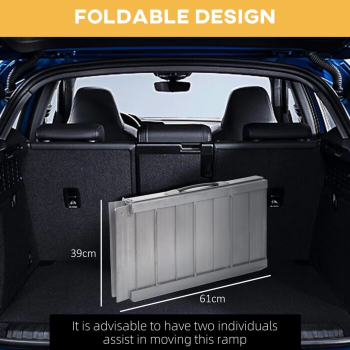 Homcom 2ft Folding Aluminum Wheelchair Ramp Scooter Portable Mobility Assist Suitcase Access Aid