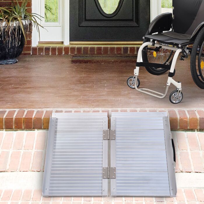 Homcom 2ft Folding Aluminum Wheelchair Ramp Scooter Portable Mobility Assist Suitcase Access Aid