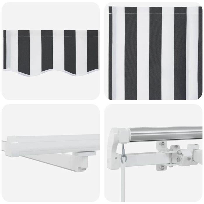 Vidaxl Manual Retractable Awning With Led Anthracite&white 300x250 Cm