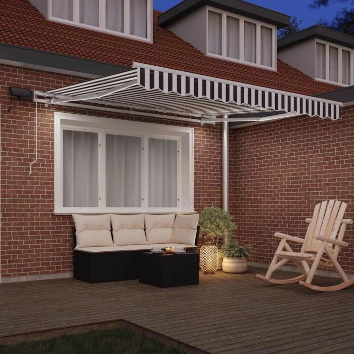 Vidaxl Manual Retractable Awning With Led Anthracite&white 300x250 Cm