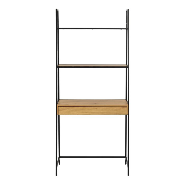 Seaford Bookcase With 1 Drawer In Black And Oak