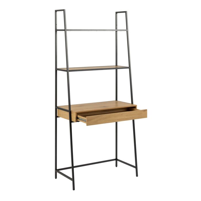Seaford Bookcase With 1 Drawer In Black And Oak