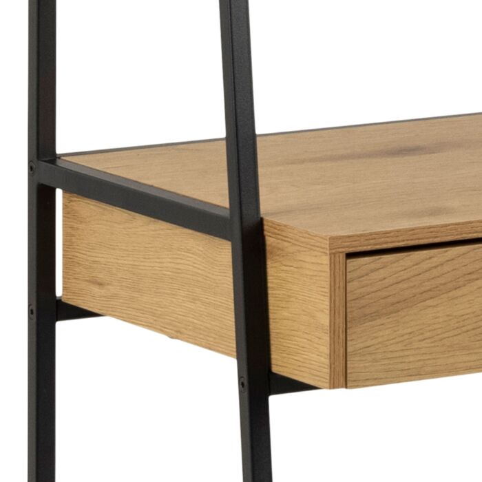 Seaford Bookcase With 1 Drawer In Black And Oak