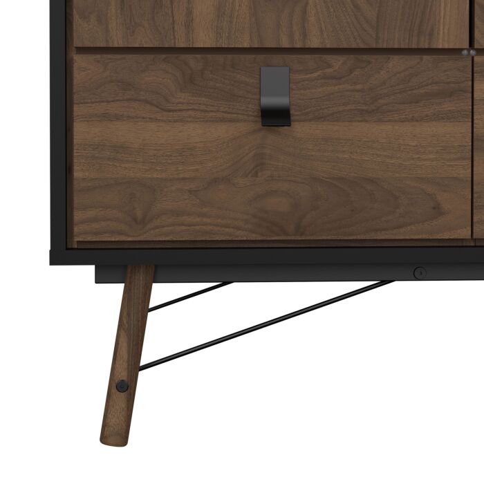 Ry Wardrobe 3 Doors + 3 Drawers In Matt Black Walnut