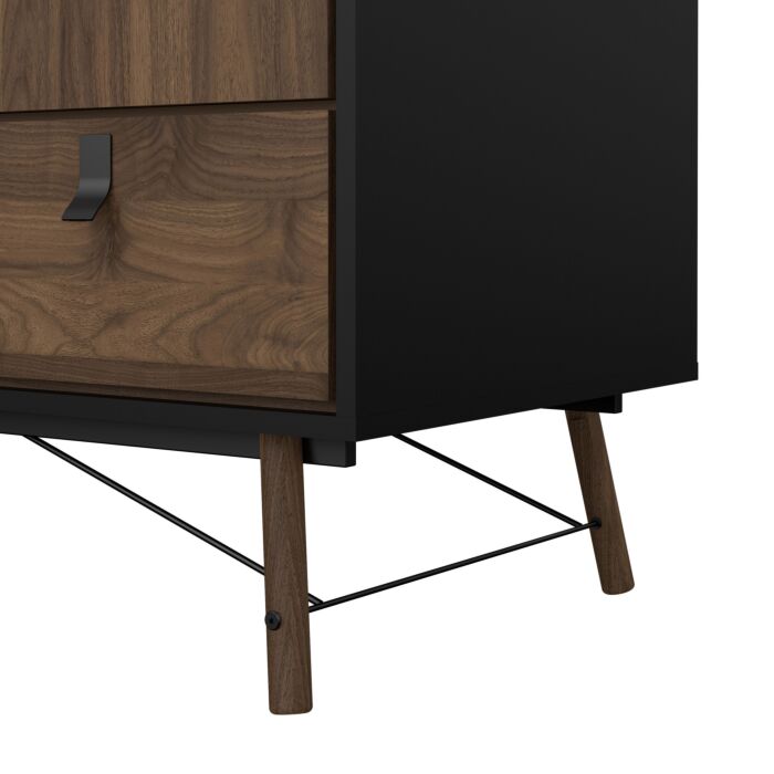 Ry Wardrobe 3 Doors + 3 Drawers In Matt Black Walnut