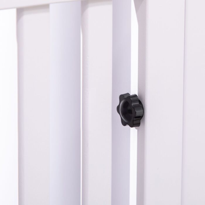 Pawhut 7 Panels Playpen With 3 Doors For Baby Dogs, Two-room Design Puppy Whelping Box - White