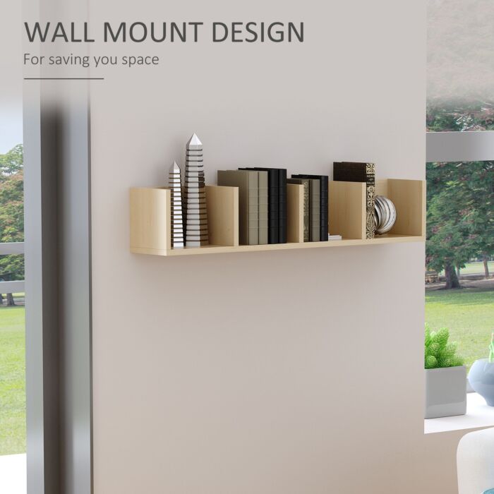 Homcom Wall Mount 84 Cd / 56 Dvd/blu-ray/ Media Storage Rack 4 Cubes Wooden Shelf Organizer Unit Bookcase Display (natural Wood Colour)