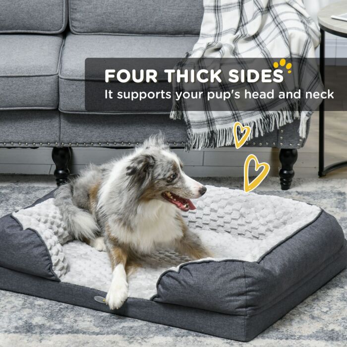 Pawhut Calming Dog Bed Pet Mattress W/ Removable Cover, Anti-slip Bottom, For Medium Dogs, 90l X 69w X 21hcm - Charcoal Grey