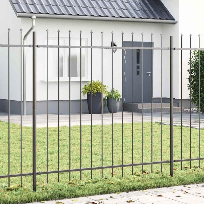 Vidaxl Gray Garden Fence With Spear Top 8.5x1.5 M Steel