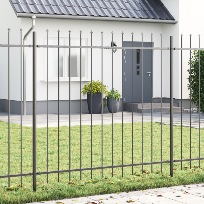 Vidaxl Gray Garden Fence With Spear Top 8.5x1.5 M Steel