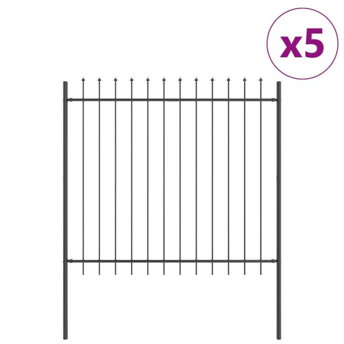 Vidaxl Gray Garden Fence With Spear Top 8.5x1.5 M Steel