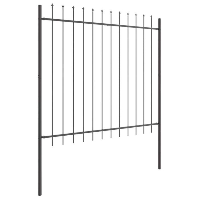 Vidaxl Gray Garden Fence With Spear Top 8.5x1.5 M Steel