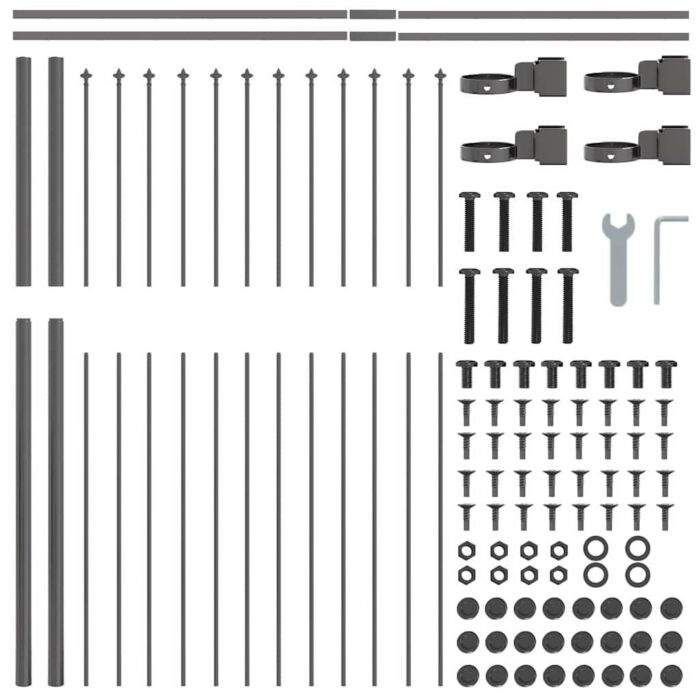 Vidaxl Gray Garden Fence With Spear Top 8.5x1.5 M Steel