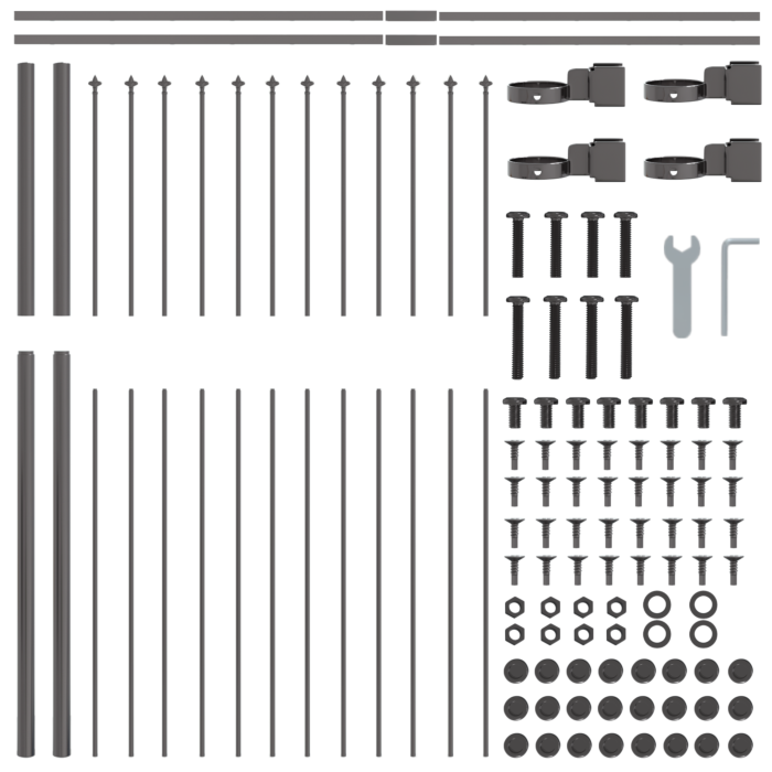 Vidaxl Gray Garden Fence With Spear Top 8.5x1.5 M Steel