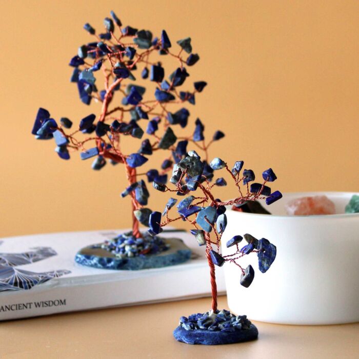 Gemstone Tree - Sodalite On Blue Agate Base (35 Stones)