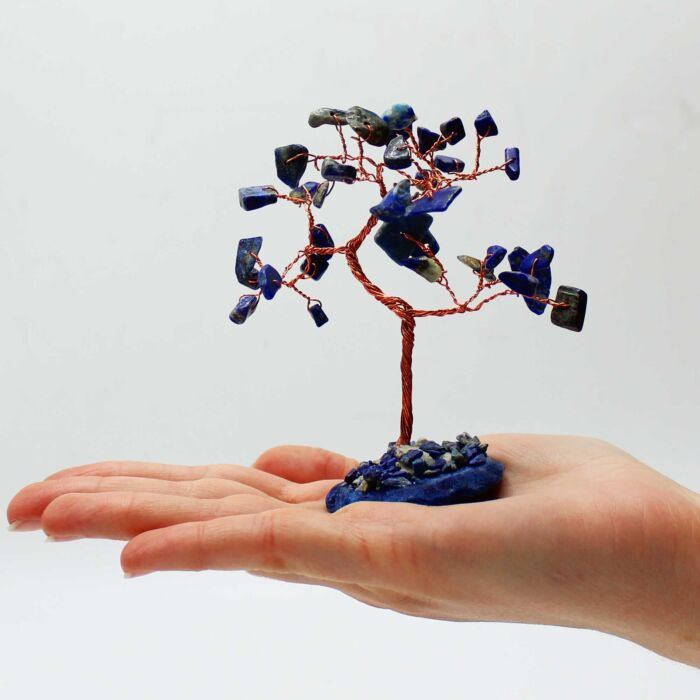 Gemstone Tree - Sodalite On Blue Agate Base (35 Stones)