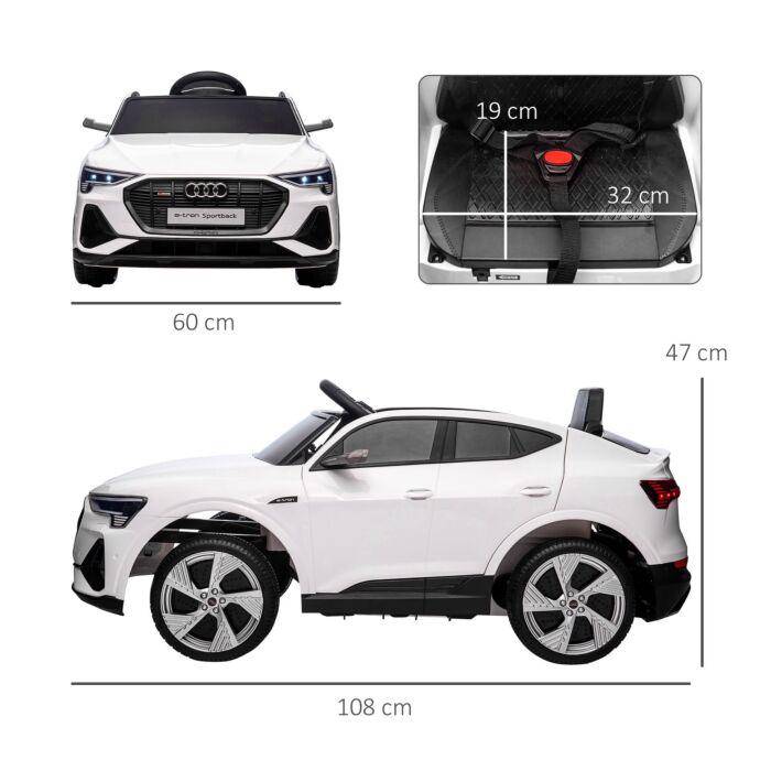 Homcom 12v Kids Electric Ride-on Car, With Remote Control, Lights, Music, Horn - White