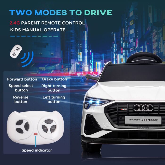 Homcom 12v Kids Electric Ride-on Car, With Remote Control, Lights, Music, Horn - White