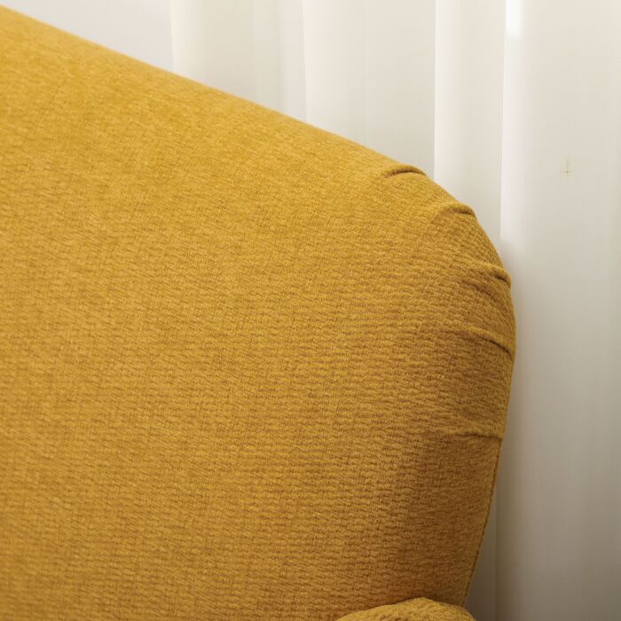 Homcom Velvet Feel Fabric 2 Seater Sofa, Small Sofa Loveseat With 21cm Thick Padding And Wood Legs, Yellow