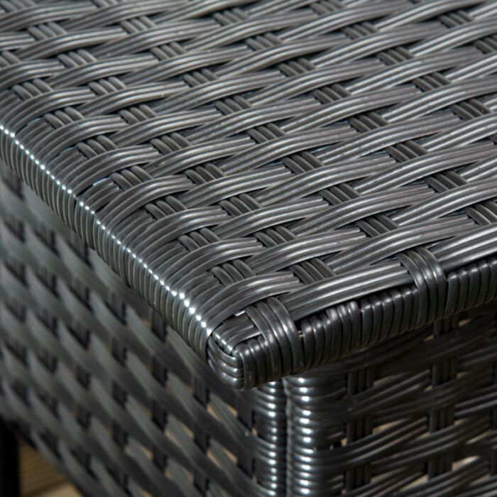 Outsunny Rattan Side Table, Outdoor Coffee Table, With Plastic Board Under The Full Woven Table Top, Black