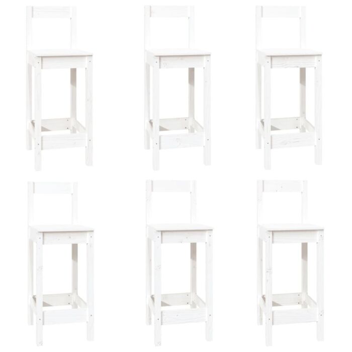 Vidaxl 7 Piece Bar Set White Solid Wood Pine