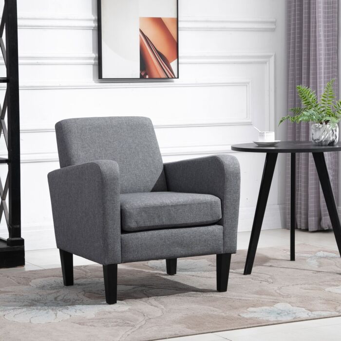 Homcom Linen Single Armchair, With Padded Seat - Grey