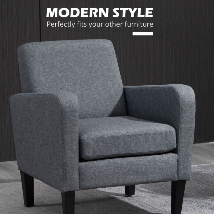 Homcom Linen Single Armchair, With Padded Seat - Grey