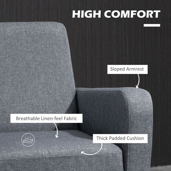 Homcom Linen Single Armchair, With Padded Seat - Grey