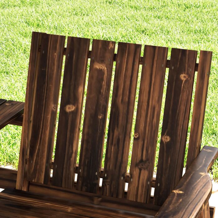 Outsunny 2-seater Garden Bench With Table & Parasol Hole, Antique Loveseat For Porch, Patio, Carbonised Finish