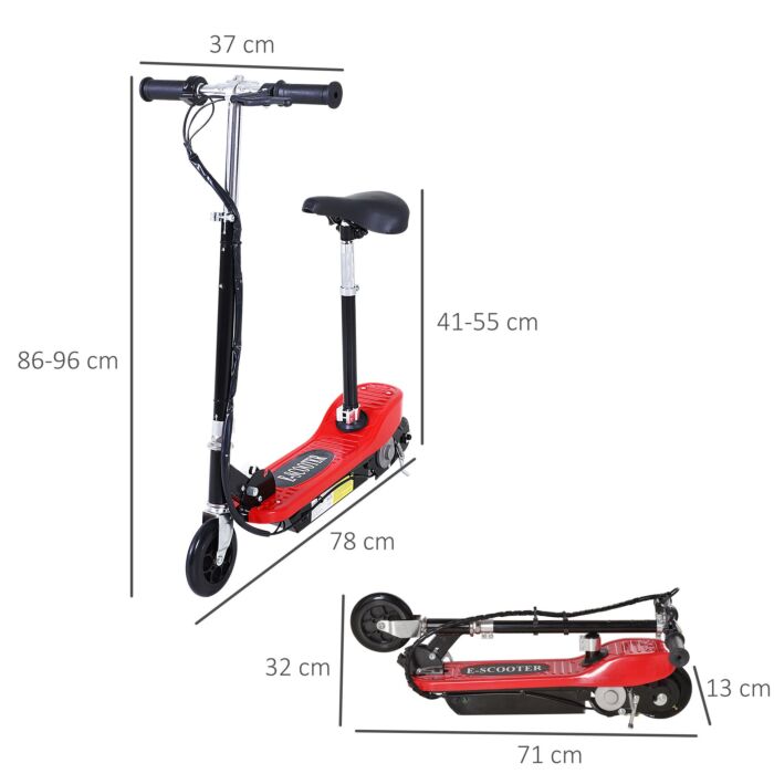Homcom Outdoor Ride On Powered Scooter For Kids Sporting Toy 120w Motor Bike 2 X 12v Battery - Red