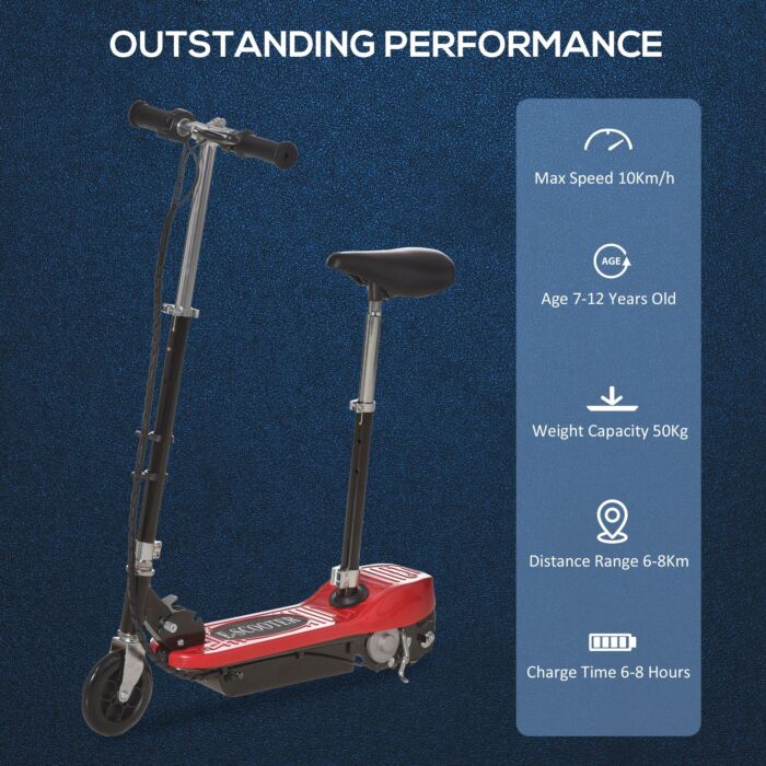 Homcom Outdoor Ride On Powered Scooter For Kids Sporting Toy 120w Motor Bike 2 X 12v Battery - Red