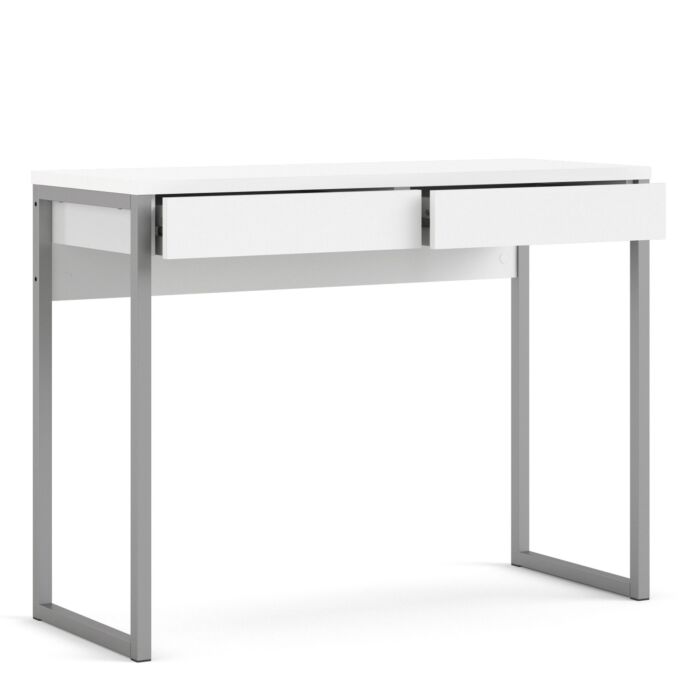 Function Plus Desk 2 Drawers In White High Gloss