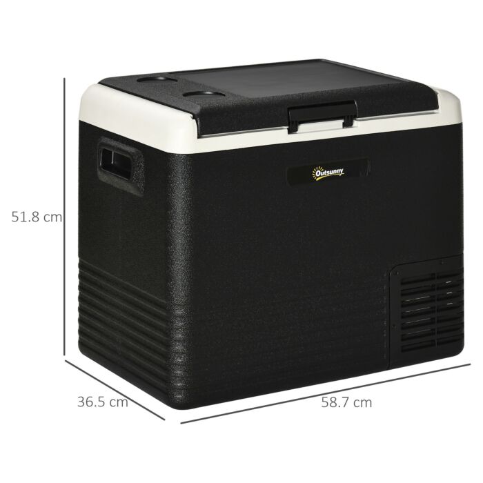 Outsunny 50l Car Refrigerator, Portable Compressor Car Fridge Freezer, Electric Cooler Box With 12/24v Dc And 110-240v Ac For Camping Down To -20℃