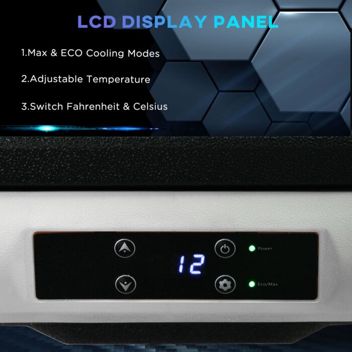 Outsunny 50l Car Refrigerator, Portable Compressor Car Fridge Freezer, Electric Cooler Box With 12/24v Dc And 110-240v Ac For Camping Down To -20℃