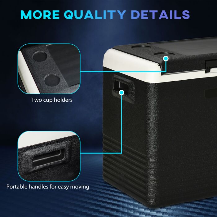 Outsunny 50l Car Refrigerator, Portable Compressor Car Fridge Freezer, Electric Cooler Box With 12/24v Dc And 110-240v Ac For Camping Down To -20℃