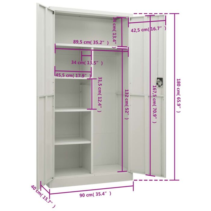 Vidaxl Locker Cabinet Light Grey 90x40x180 Cm Steel