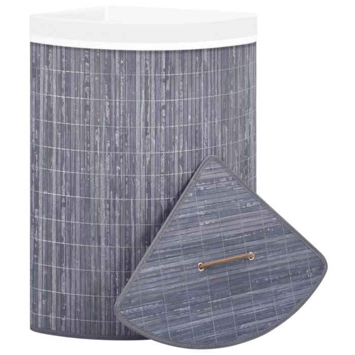 Vidaxl Bamboo Corner Laundry Basket Grey 60 L