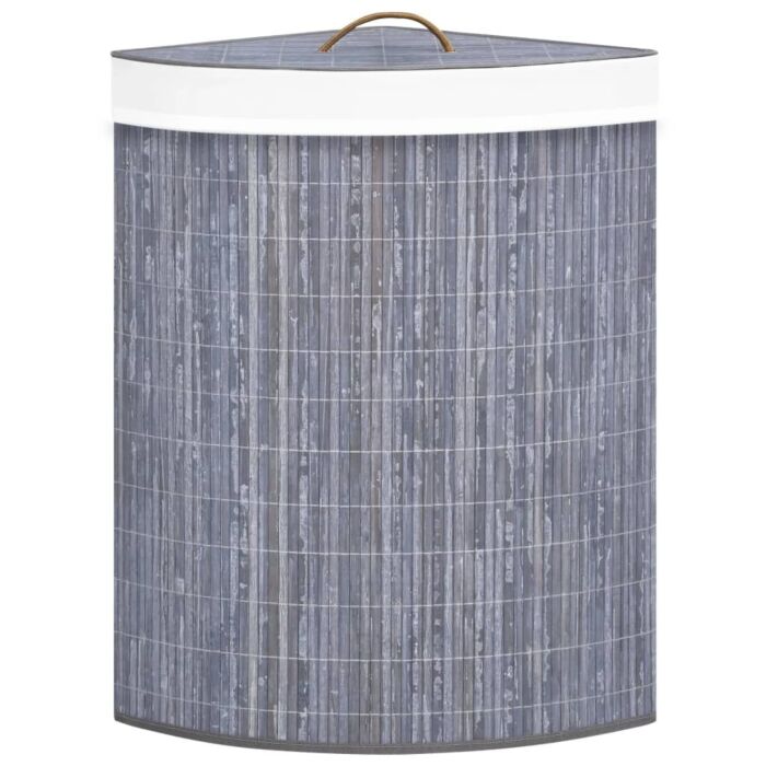 Vidaxl Bamboo Corner Laundry Basket Grey 60 L