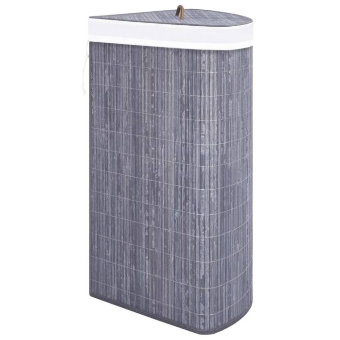 Vidaxl Bamboo Corner Laundry Basket Grey 60 L