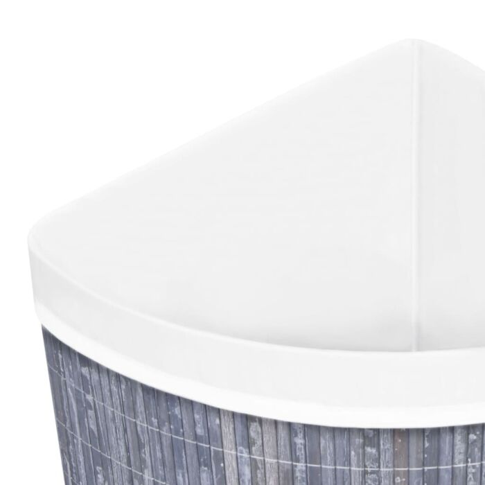 Vidaxl Bamboo Corner Laundry Basket Grey 60 L
