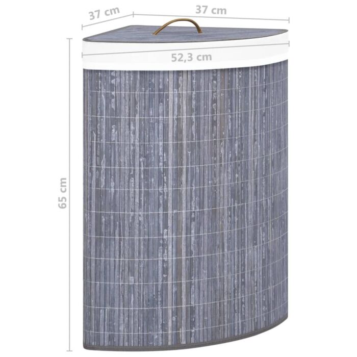 Vidaxl Bamboo Corner Laundry Basket Grey 60 L