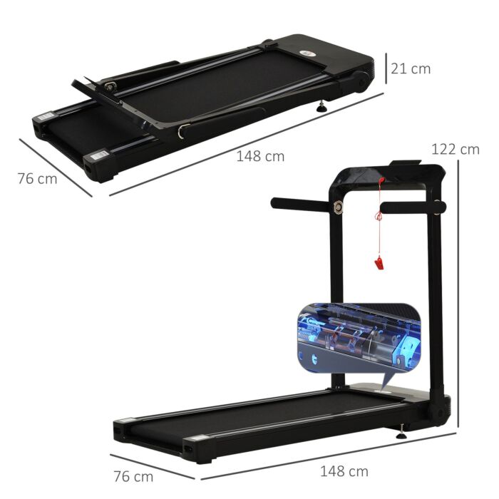 Homcom 600w Foldable Steel Motorised Treadmill Black