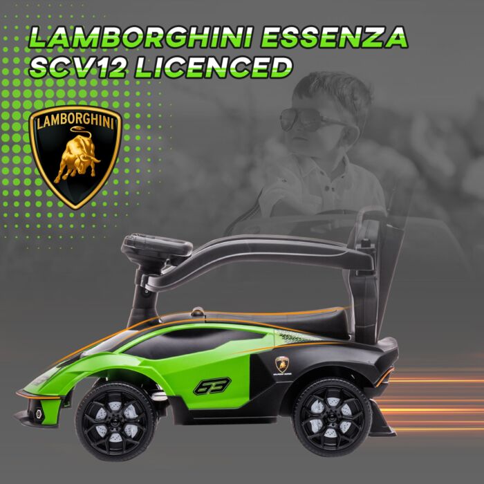 Aiyaplay 2 In 1 Baby Push Along Car Ride On Cars Sliding Car Essenza Scv12 Licensed For Toddler W/ Horn Engine Sound, Green