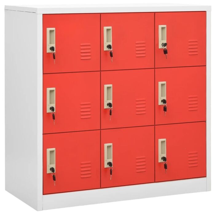 Vidaxl Locker Cabinets 2 Pcs Light Grey And Red 90x45x92.5 Cm Steel