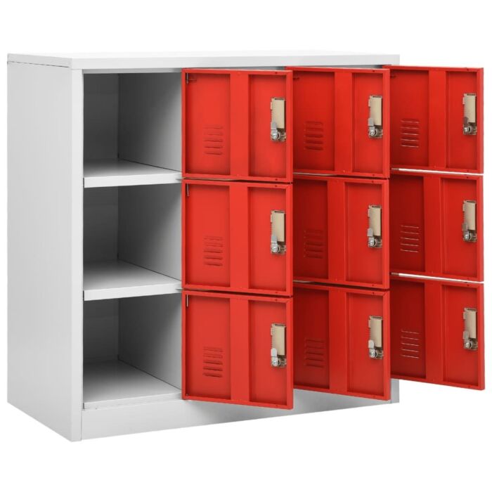Vidaxl Locker Cabinets 2 Pcs Light Grey And Red 90x45x92.5 Cm Steel