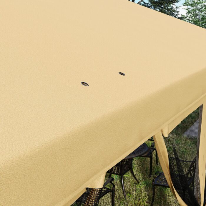 Outsunny 6 X 3(m) Pop Up Gazebo, Outdoor Canopy Shelter, Marquee Party Wedding Tent With 6 Mesh Walls And Carry Bag, Beige