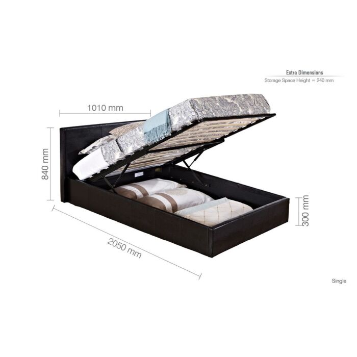 Berlin Single Ottoman Bed Brown