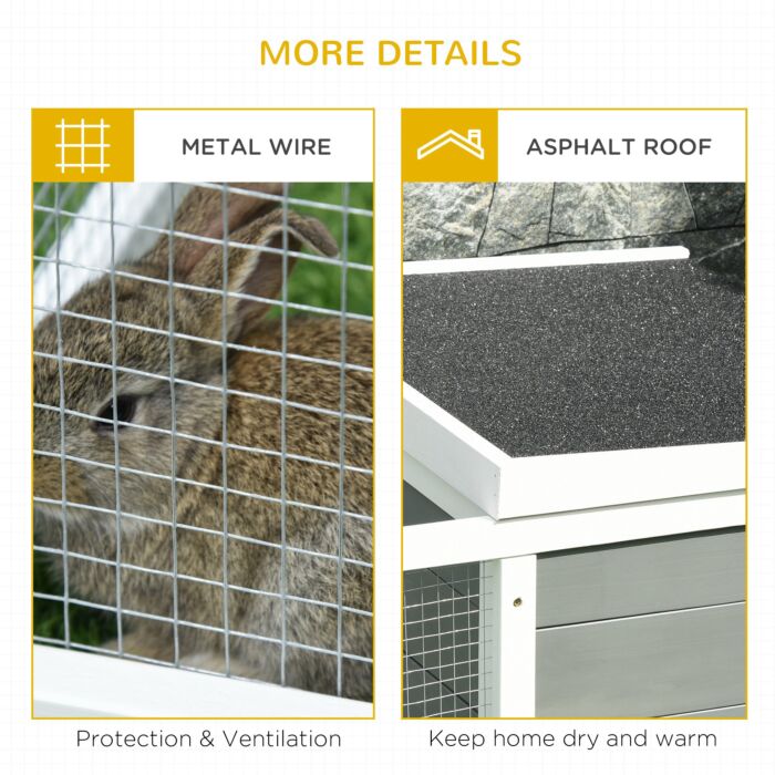Pawhut Wooden Rabbit Hutch Small Animal Cage Pet Run Cover, With Uv-resistant Asphalt Roof And Water-repellent Paint